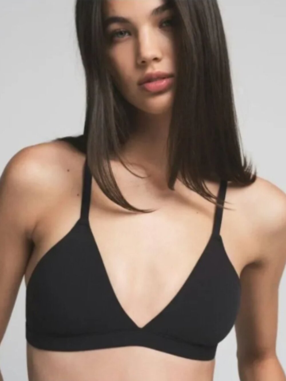 SKIMS Fits Everybody Triangle Bralette Womens Large Onyx Black NWT